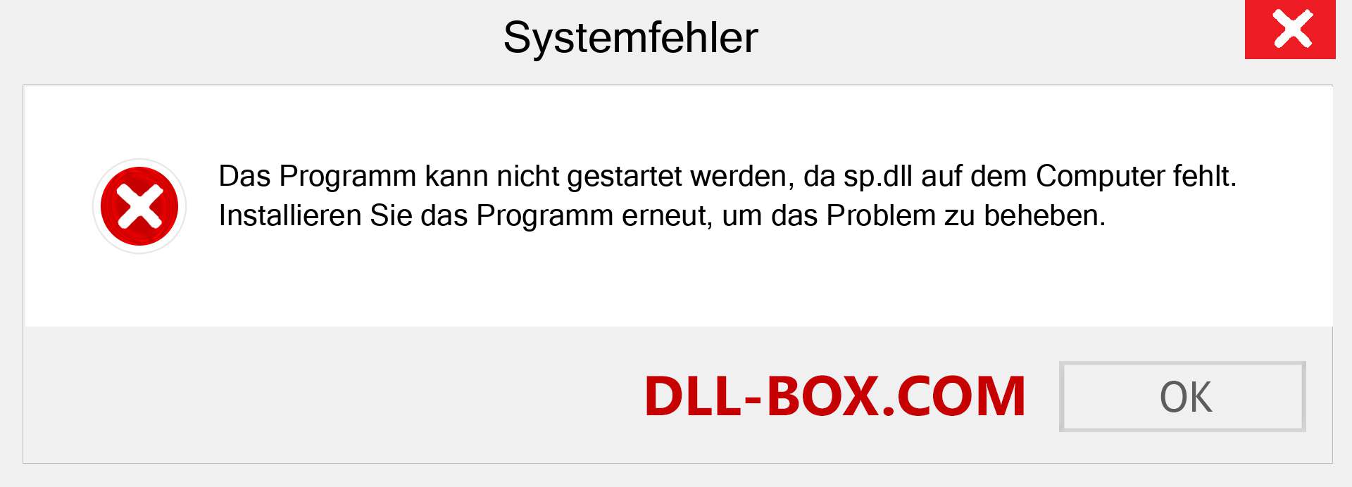 sp.dll-Datei fehlt?. Download für Windows 7, 8, 10 - Fix sp dll Missing Error unter Windows, Fotos, Bildern